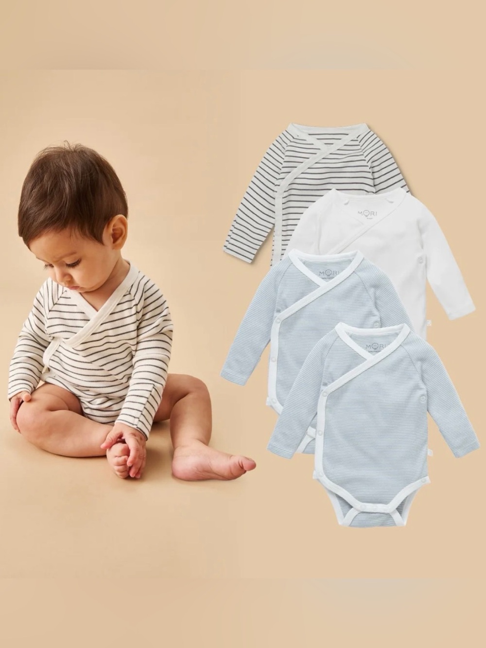 MORI Long Sleeve Kimono Bodysuit 4 Pack